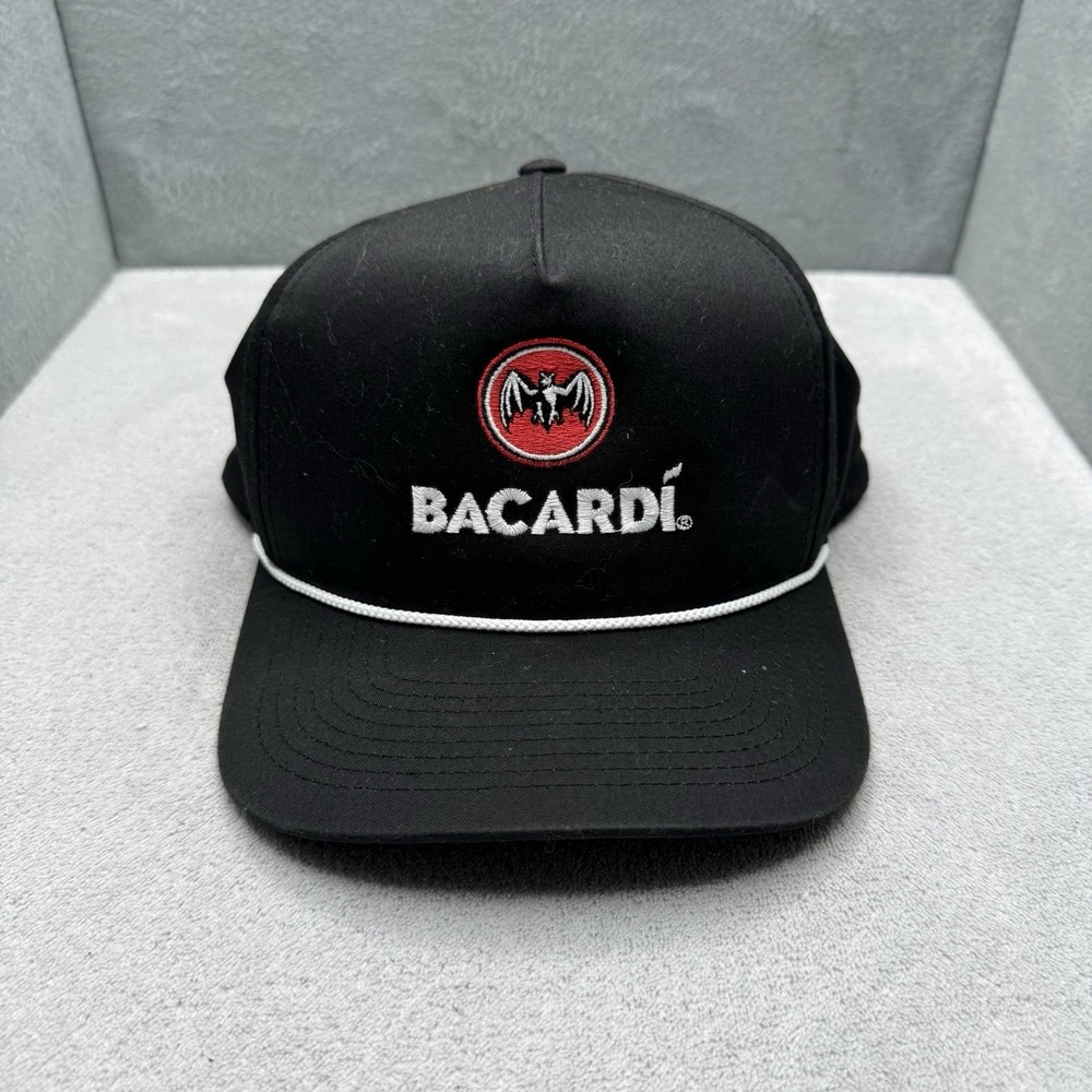 Bacardi Rum Black Rope Hat Imperial Snapback Embroidered Logo Promo Cap OSFA